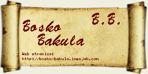 Boško Bakula vizit kartica